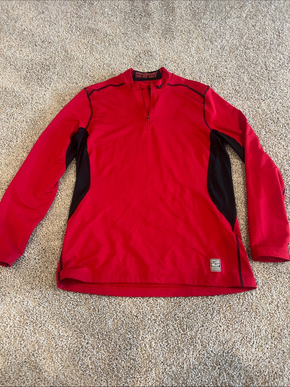 Nike Red and Black Pro Combat Dri-FIT Training Top